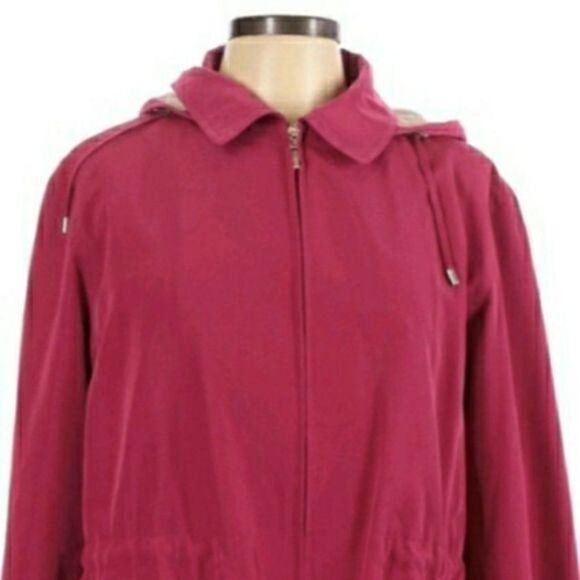 Gallery Jacket Windbreaker Raincoat Hooded Zip Up Drawstring Waist Pink DLP - Picture 4 of 12